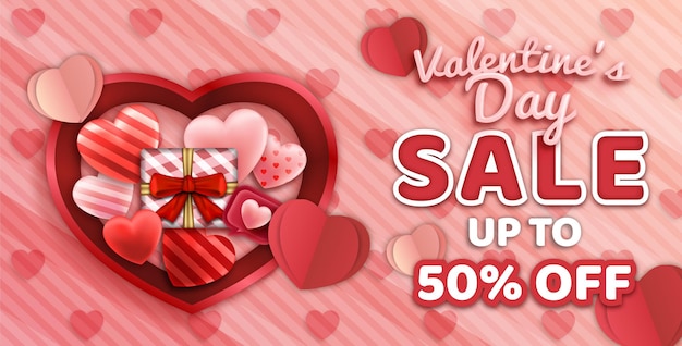 Valentines day sale text effect valentine background vectors illustration Premium Vector