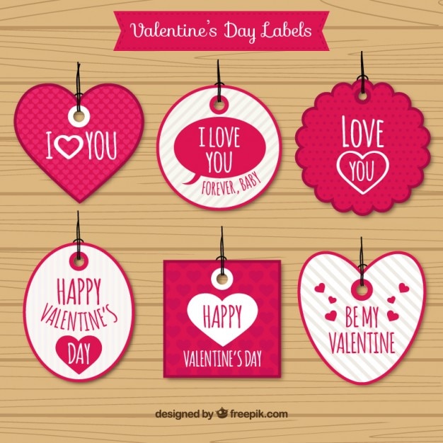 Free vector valentines day tags of shapes