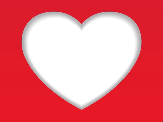 Valentines Day Vector Card Template With A White Heart-Shaped Text Space On A Red Background.