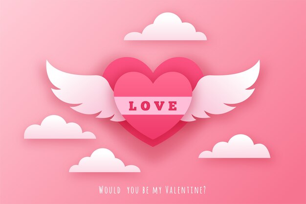 Valentines day wallpaper in paper style