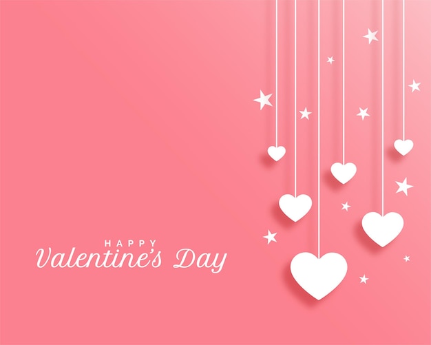 Valentines day with hanging hearts design