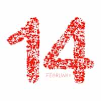 Vettore gratuito numero del cuore di san valentino. simbolo di amore 14 febbraio isolato su bianco. illustrazione vettoriale