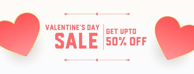 Valentines sale banner with love hearts design