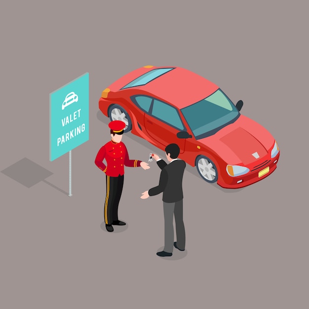 Free vector valet parking service composition