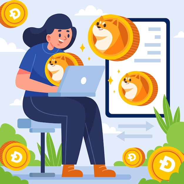 Free vector valuable cryptocurrency dogecoin illustration