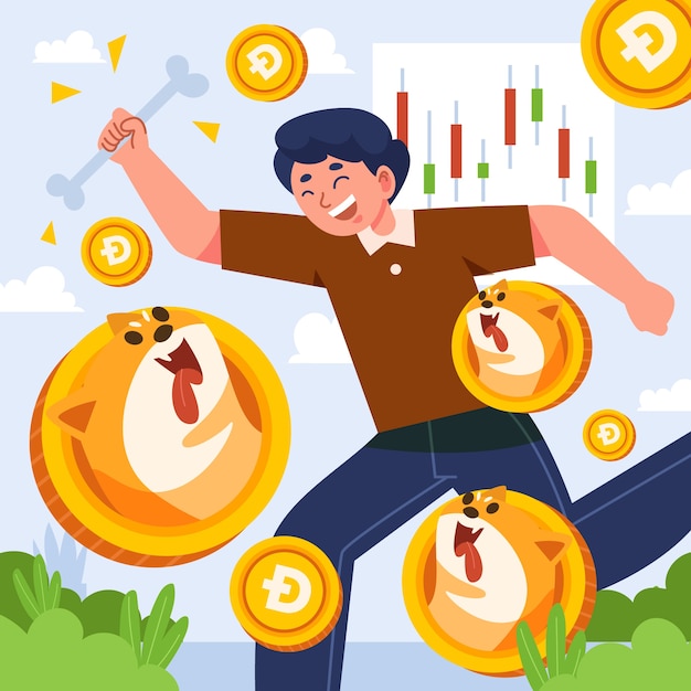 貴重な暗号通貨ドージコインのイラスト