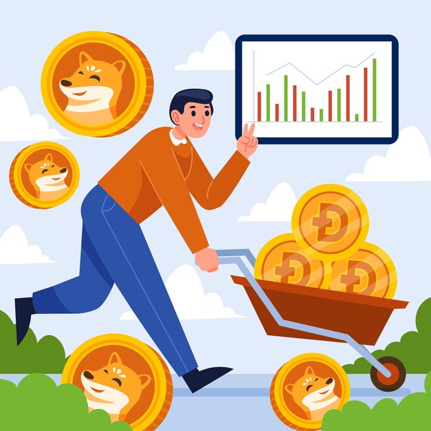 Valuable cryptocurrency dogecoin illustration