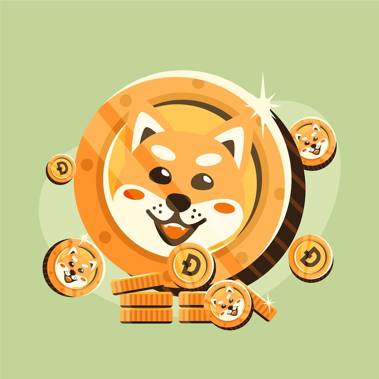 Free Vector valuable cryptocurrency dogecoin illustration