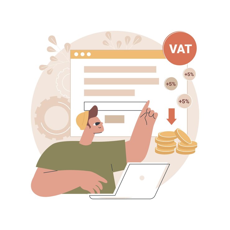 無料Vector 付加価値税システムの抽象的な概念図。