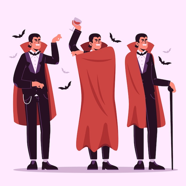 Vampire character collection in flat design