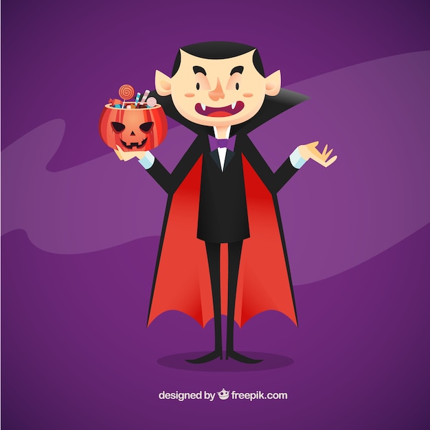 Illustrazione vampiro con caramelle