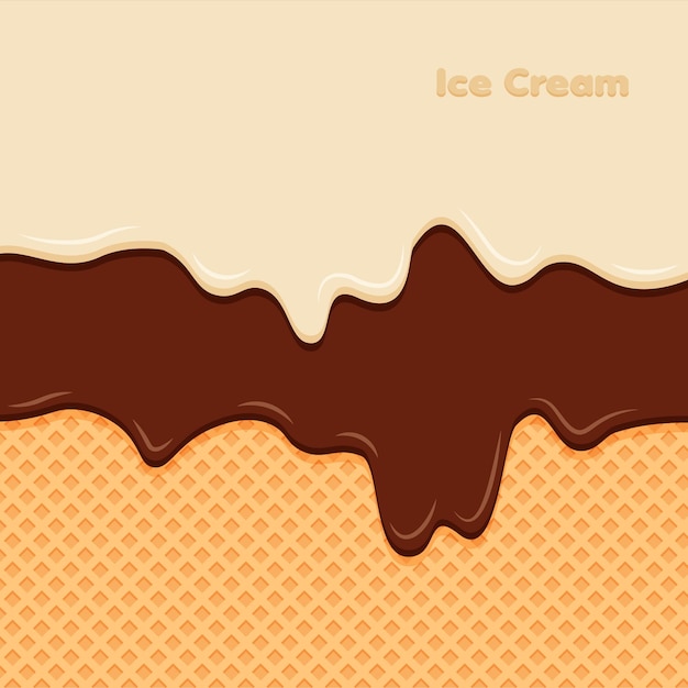 Premium Vector Vanilla And Chocolate Cream Melted On Waffle Background