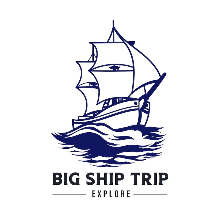 Free Vector vantage big ship trip logo design template