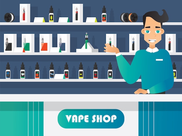 Free vector vape and vaporizer shop flat