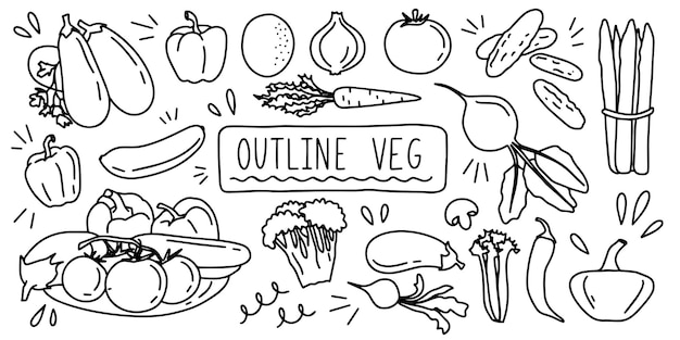 Premium Vector Variable fresh food healthy vegetables outline veg 