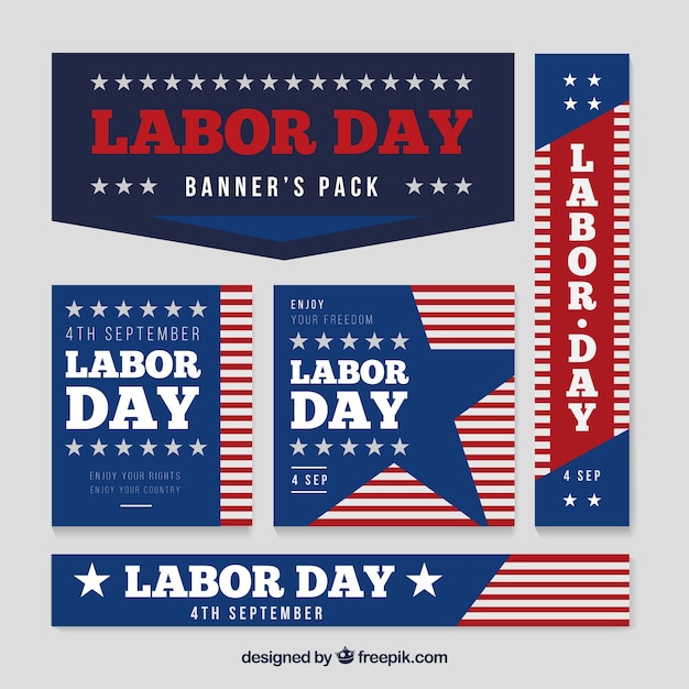 Free vector varied set of banners for labor day