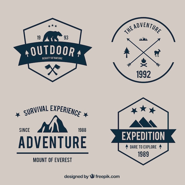 Free vector variety of adventure badges pack