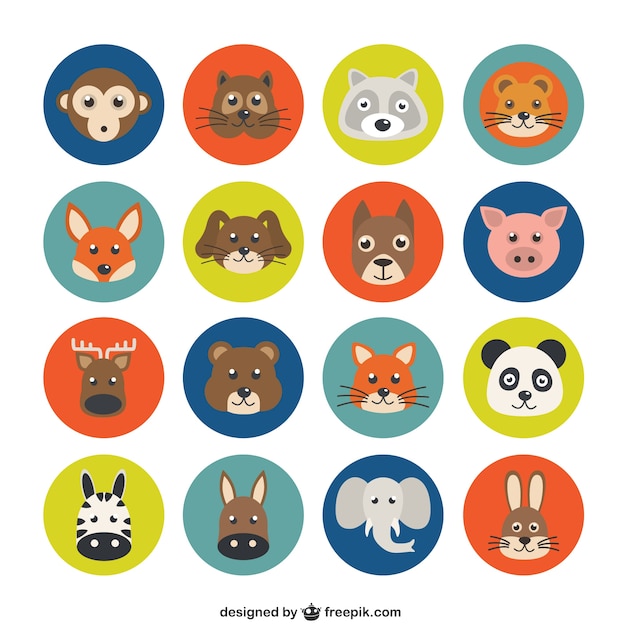 Free vector variety of animal avatars
