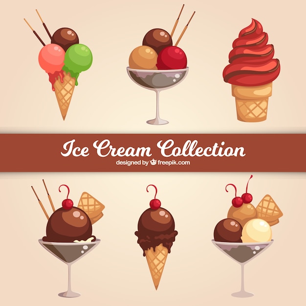 Free vector variety of appetizing summer desserts