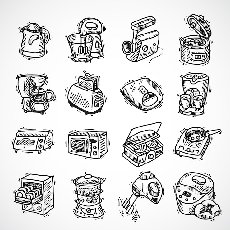 Free Vector variety of appliances design