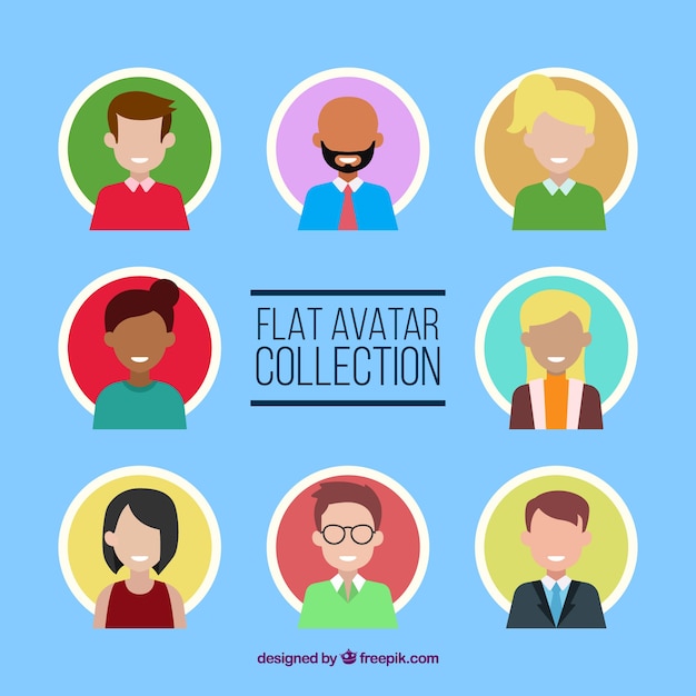 Variety of avatars in flat design