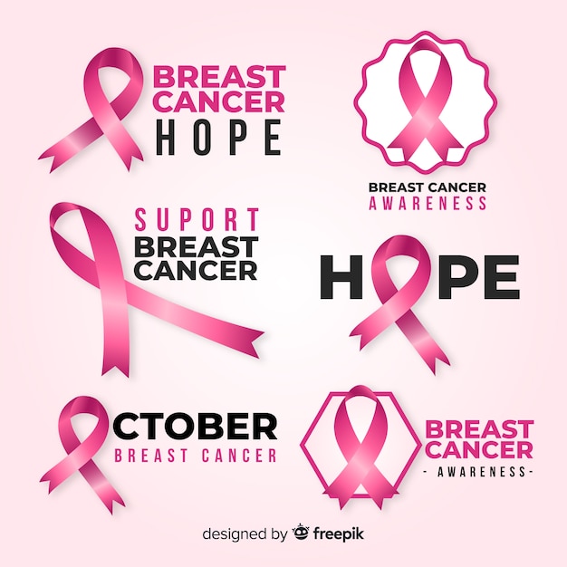 Variety of badges for breast cancer awareness month