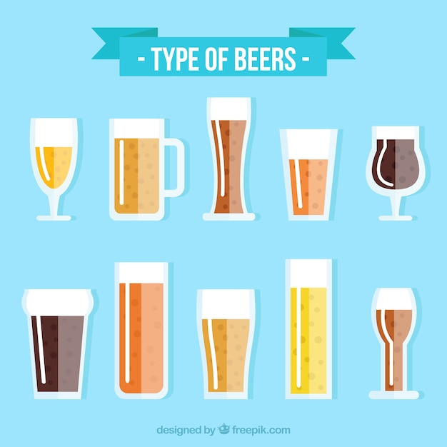 Free vector variety of beers in flat design