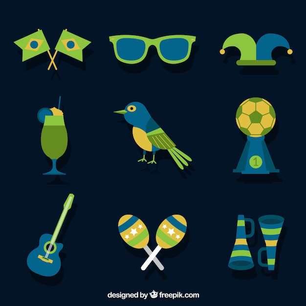 Free vector variety of brazilian carnival accessories