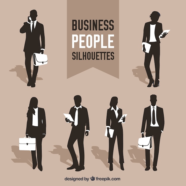 Free vector variety of business people silhouettes