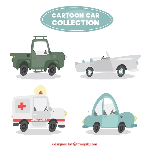 Vettore gratuito varietà di veicoli dei cartoni animati
