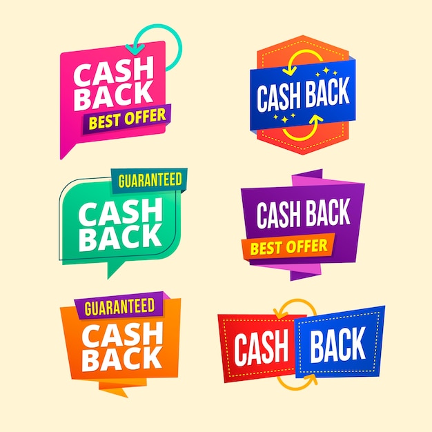 Vettore gratuito varietà di etichette cashback