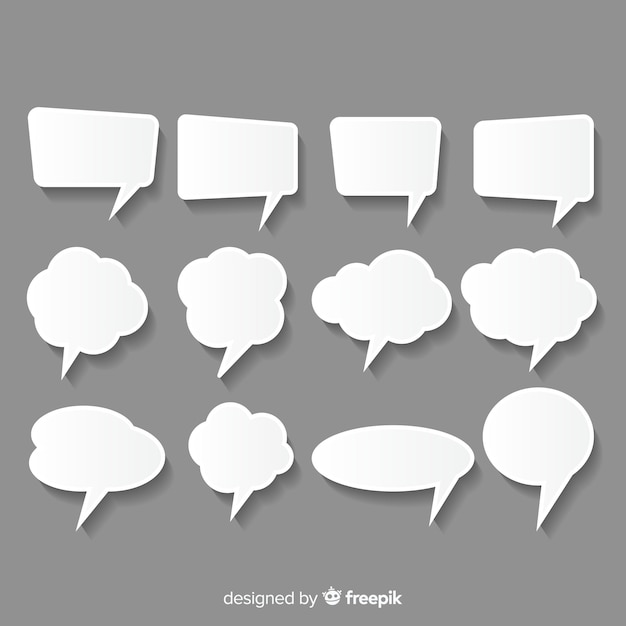 Free vector variety of chat bubbles in white