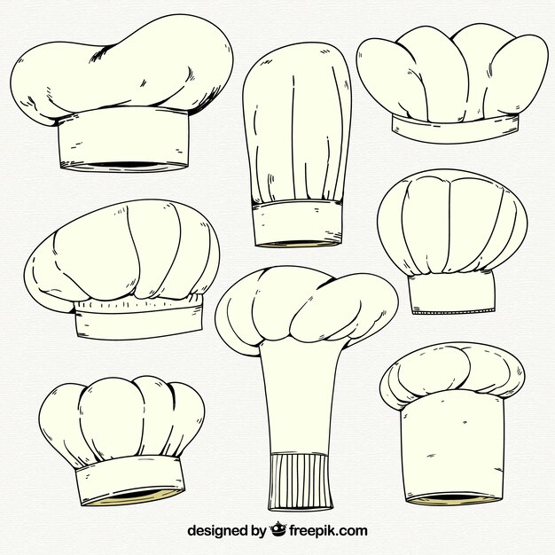 Variety of chef hat sketches