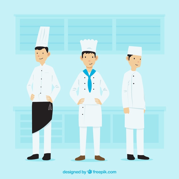 Free vector variety of chefs with flat design