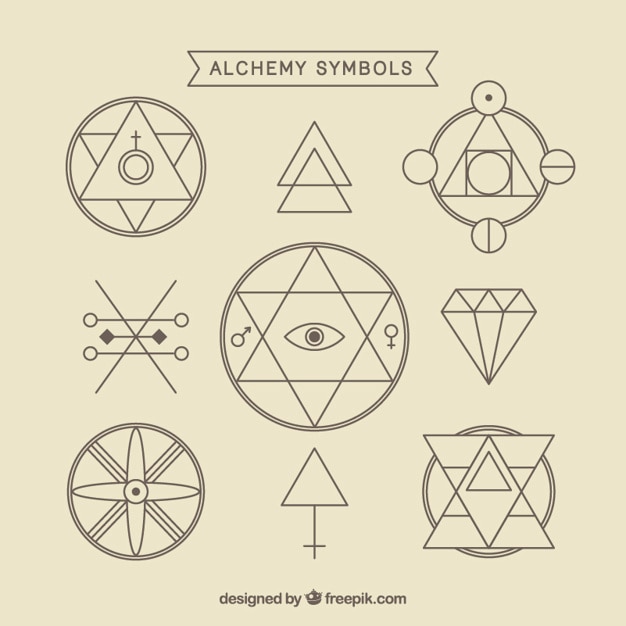 Variety of chemical symbols with outline