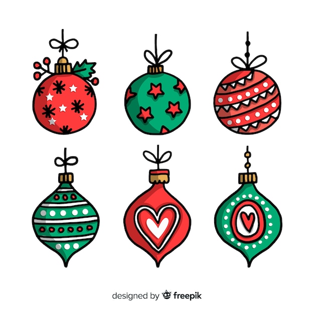 Free vector variety of christmas balls on white background