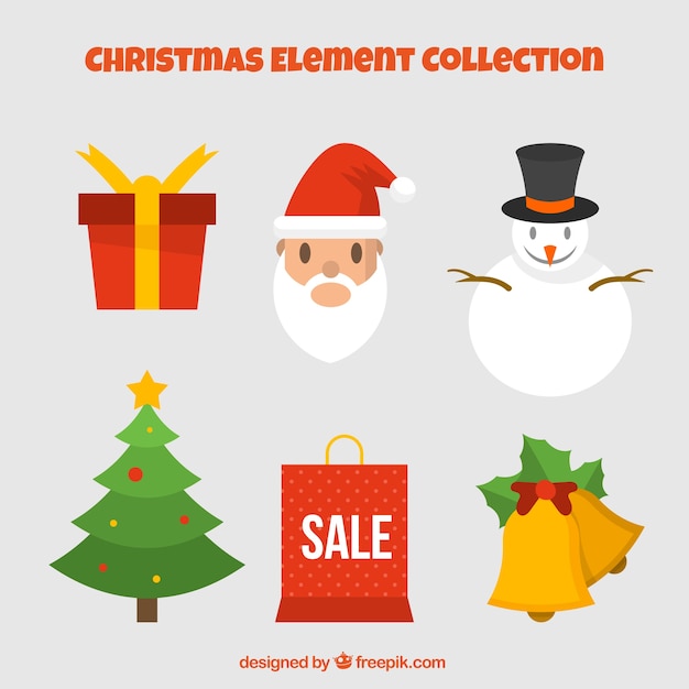 Variety of christmas decoration elements