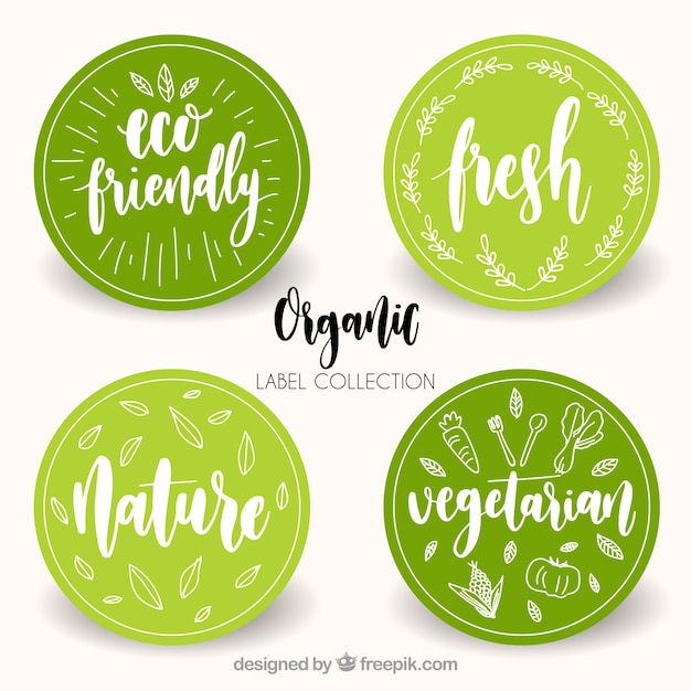 Variety of circular organic food labels