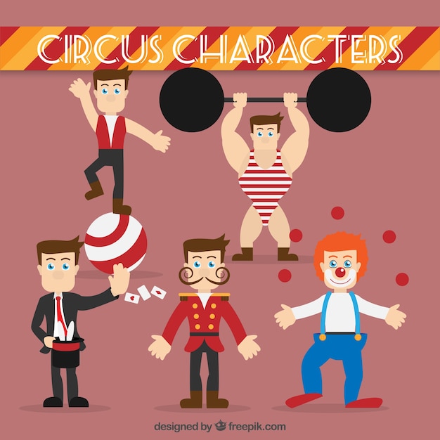 Variety of circus characters