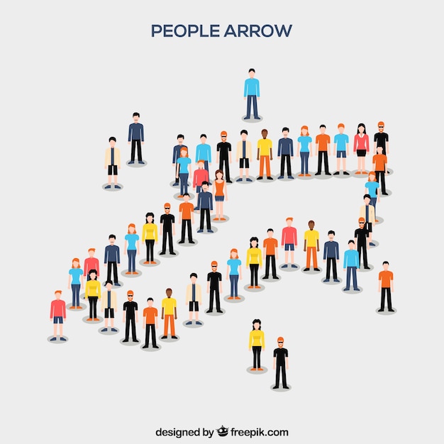 Free vector variety of citizens forming an arrow