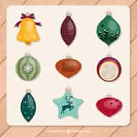 Free vector variety of colored christmas baubles