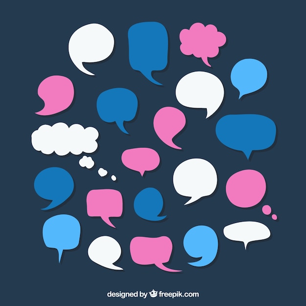 Variety of colored speech bubbles