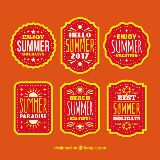 Variety of colored summer stickers