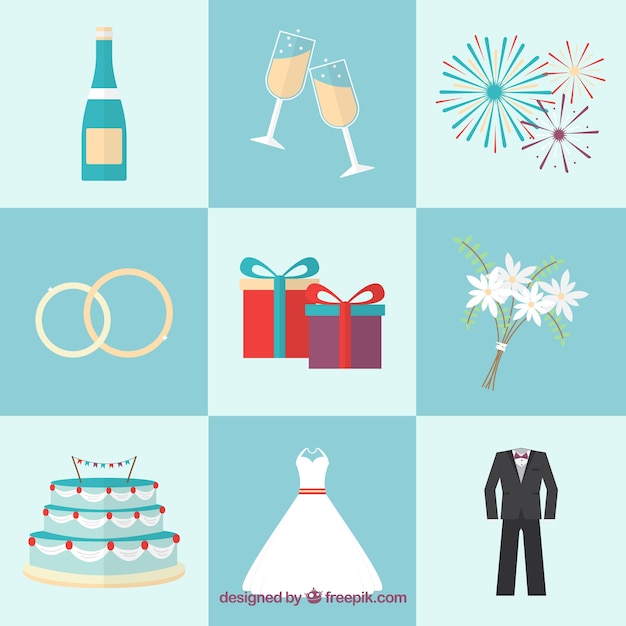 Free vector variety of colored wedding elements