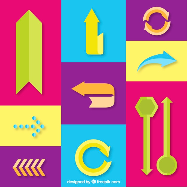 Free vector variety of colorful arrows in flat design