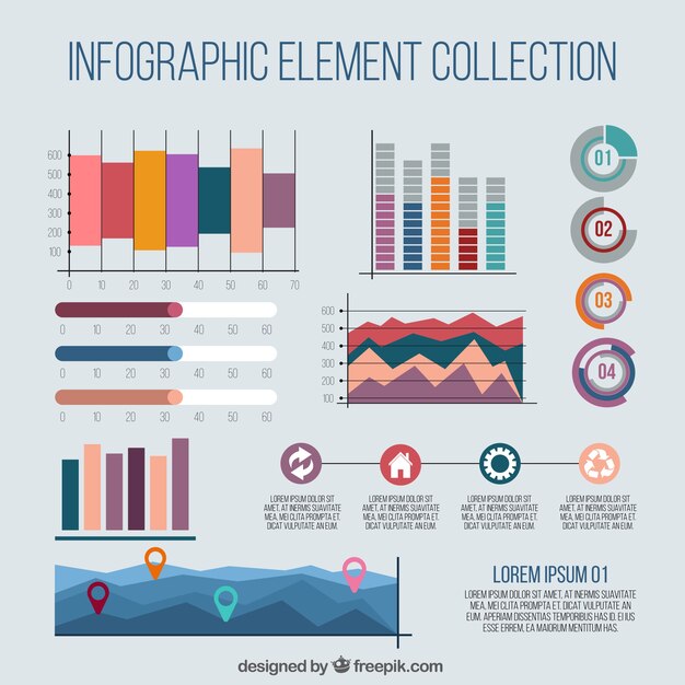 인포 그래픽에 대한 다채로운 차트의 다양한