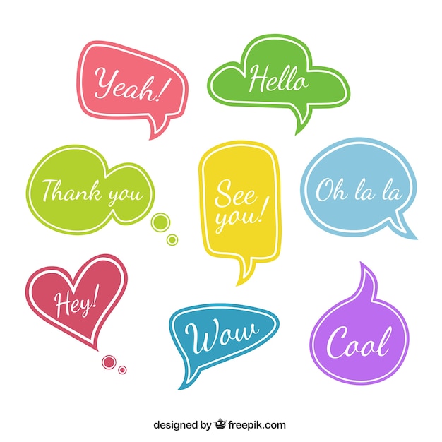 Free vector variety of colors speech bubbles