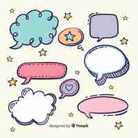 Free vector variety of colourful speech bubbles shapes with expressions