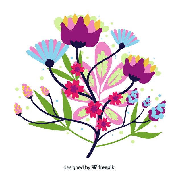 Variety colours for spring flowers in flat design