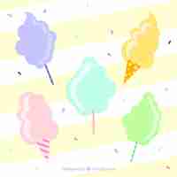 Free vector variety of cotton candy with confetti